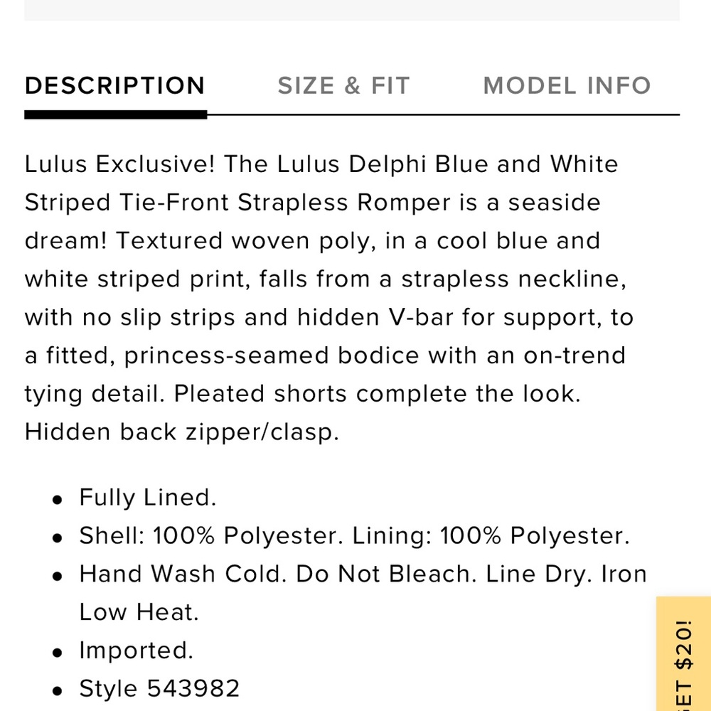 Lulus Blue and White Striped Tie-Front Strapless Romper - Picture 4 of 7